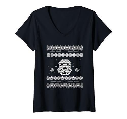 Star Wars Christmas Stormtrooper Yoda Knit V-Neck T-Shirt