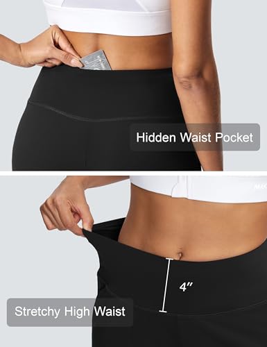 Image of ISEEGZ 15 inch /18 inch /21 inch Capri Pants for Women High Waist Wide Leg Yoga Capris with Pockets Stretchy Loose Fit Casual Workout