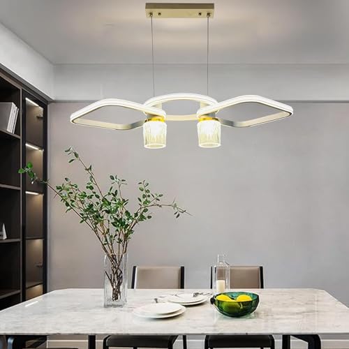 Image of SINOMAN Modern Inbuilt LED Hanging Chandelier Jhoomer Light Silver & Gold Finish Ring & Cylinder Shape 3 in 1 Color Changing Ceiling Lighting Fixture Adjustable Height for Home Decoration