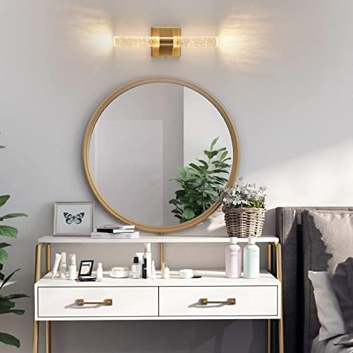 Indoor LED Wall Sconce Gentle with Bubble Glass,Toilet Self-importance Lighting Fixtures 3000K Gold Mounted Crystal Wall Over Mirror LED Wall Lamp for Residing Room, Bed room,Hallway 4 413qnF24qFL. AC