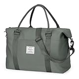 Travel Duffel Bags for Women Mens Waterproof Weekender Carry on Bag Sports Gym Bag Travel Tote Bags with Wet Pocket Overnight Bag Workout Duffel Bags with Trolley Sleeve Dark Green