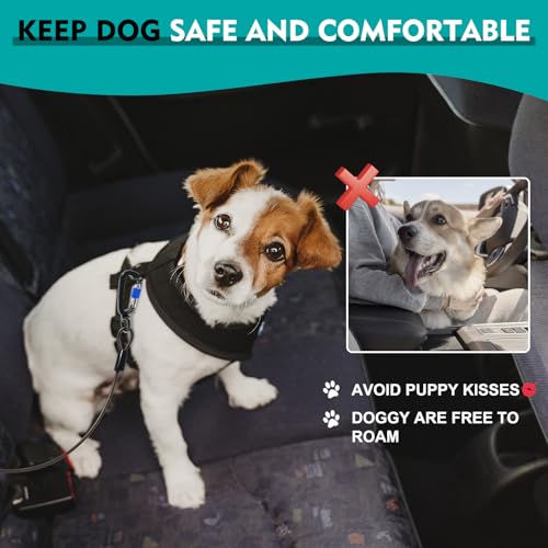 Libbipaw Kaufester Hunde-Sicherheitsgurt für das Auto, 81,3 cm, mit Riegelbefestigung, Luftfahrt-Aluminium-Karabiner bis zu 453 kg, sichere Hundeleine, 2 Stück