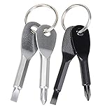4PCS Mini Pocket Screwdriver Set Keychain Outdoor Tool Kit Stainless Steel Black+Silver