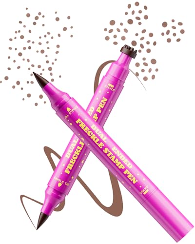 Berinist Upgrade Dual Ended 2-in-1 Faux Freckle Stamp Pen Waterproof Fake Freckle Pen with Multi-Prong Freckles Stamp Head for Women to Easily Create Natural Long-Lasting Sunkissed Makeup