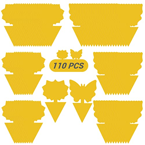 Fruit Fly Trap Yellow Sticky Fungus Gnat Killer for Indoor and Outdoor, 110 Pack Fly Traps for Mosquito and Bug