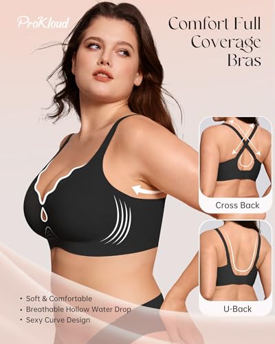 Image of ProKloud Bras for Women No Underwire Wireless Jelly Bras Full Coverage Seamless Push Up Bralettes Support Tshirt Bra
