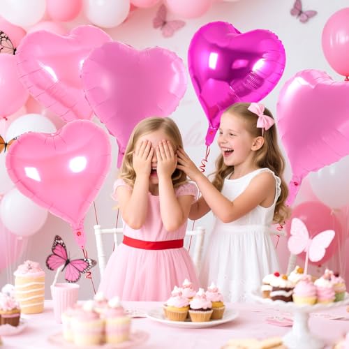 Image of 12 Pcs Colorful Heart Balloons,18 Inch Heart Foil Balloons Love Balloon Valentine Balloon for Birthday Party Wedding Engagement Party Baby Shower Valentine Day Decorations