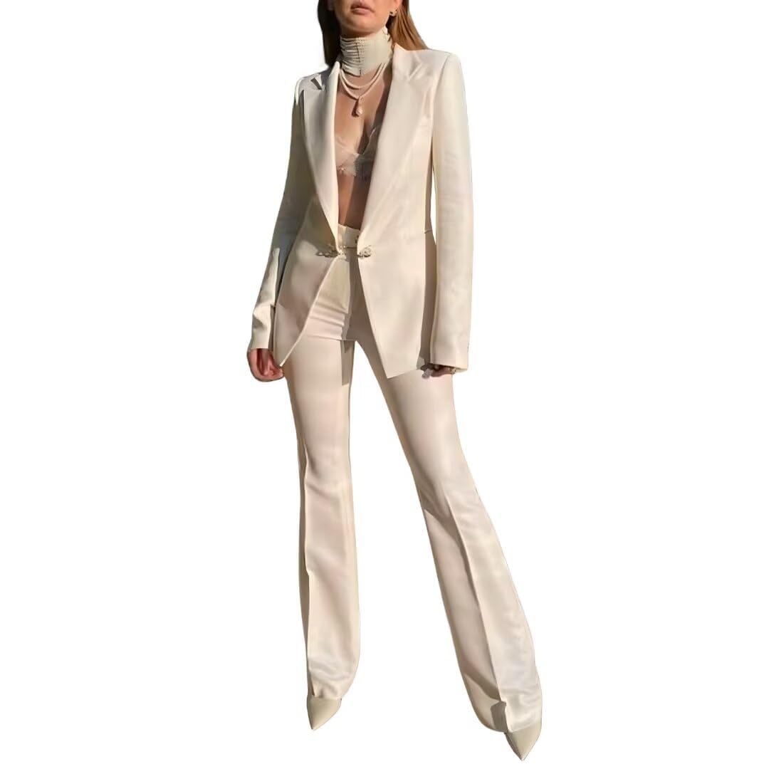 Business Womens Office Work Suit Set 2 Piece Outfits One Button Dressy Blazer Jackets Pants