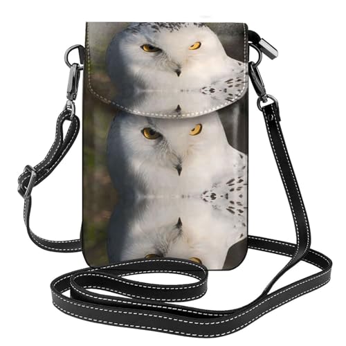 Sac à bandoulière hibou en cuir noir pour téléphone portable et cartes
