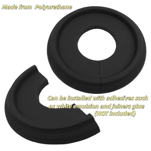 Image of PU Ceiling Medallions 2Pcs, 9.84 Inches x 3.8 Inches, Matte Black | Split Type, Fits 3.8 Inches Canopy, European Vintage Carving Style, Synthetic Foam Construction for Easy Installation