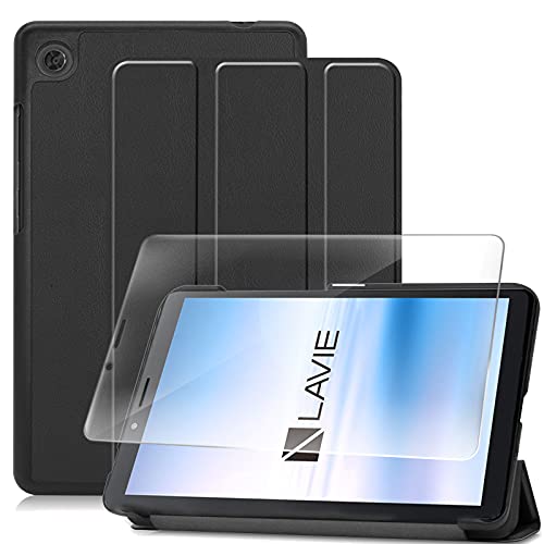 FOR Lenovo Tab M7 / Tab M7用の ケース FOR Lenovo Tab M7/LAVIE T7 T0755/CAS PC-T0755CAS 用の 保護カバー衝撃吸収 +FOR LAVIE Tab E TE507/KAS 用の 強化ガラスフィルム 表面硬度9H 飛散防止処理 タブレット 専用 液晶保護フィルム 全面保護