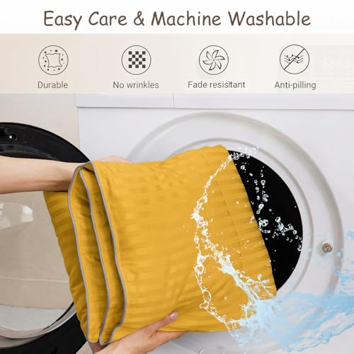 Image of ZPECC Toddler Down Alternative Comforter, 39x47 Hypoallergenic Baby Blanket Quilt, Soft Breathable Lightweight All Season Kids Duvet Insert for Crib Stroller Cot Daycare, Yellow Stripe
