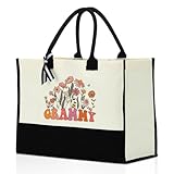 Grammy Gift Ideas Grandma Gifts Grandma Birthday Gifts Appreciation Waterproof Tote Bag Grandmother Gift for Women Retro Flower Beach Bag Reusable Grocery Bags for Retirement Shopping Christmas