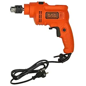 BLACK+DECKER KR5010V 550W 10mm 2800 RPM Corded Variable Speed Hammer Drill Driver Machine For Home & DIY Use for drilling into masonry, steel and wood, 1 Year Warranty, ORANGE & BLACK