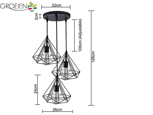 Groeien newflex_06_New Diamond Shape Hanging Light with Braided Cord (Black)