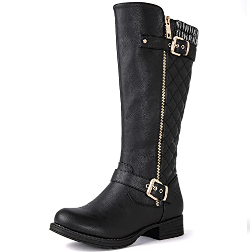 GLOBALWIN Women's Quilted Black Knee-High Fall Winter Fashion Riding Boots 8.5M - image 2