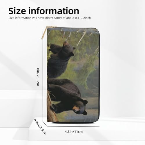 Black Bears Printed Long Wallet for Women Men Cute Coin Purse with Card Holder4