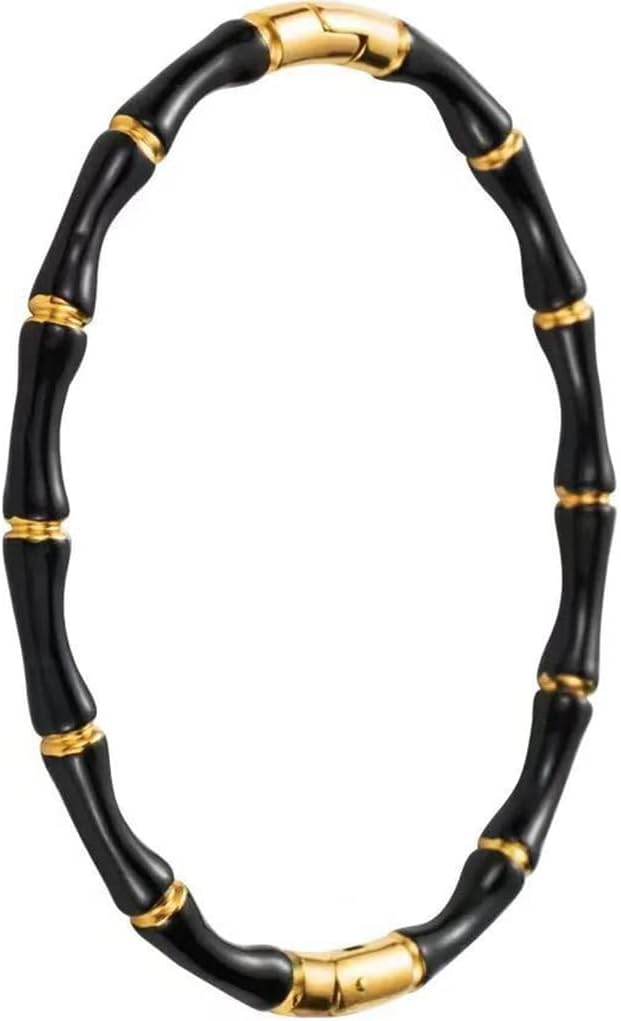 Jude Jewelers Stainless Steel Acrylic Resin Bamboo Bone Style Open Clasp Bangle Bracelet