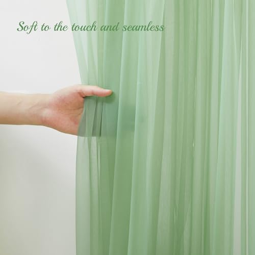 10x10ft Olive Green Tulle Backdrop Curtain with Lights String for Parites, Sheer Photo Backdrop Curtains for Wedding Baby Shower Birthday Party St. Patrick's Day Photo Shoot Background Decorations by PARTISKY - Image 6