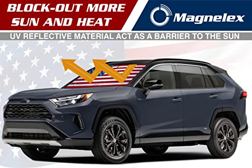 American Flag Windshield Sun Shade, High-Resolution Car Sun Shield With Mirror Cut-Out For Automotive Interior Sun Protection Heat Reduction, Folding Car Sunshade With Storage Bag - Medium, Original #TOP6