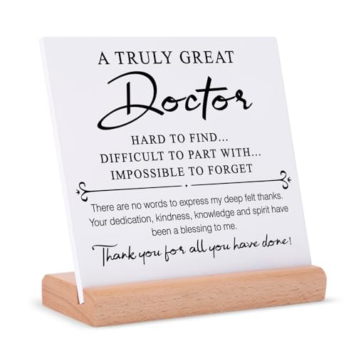 Afterprints Doctor Gifts - Thank You Plaque with Wooden Stand, Doctors Appreciation Gifts, Unique Gift for Doctor Men or Women on Doctors Day, Birthday, Retirement
