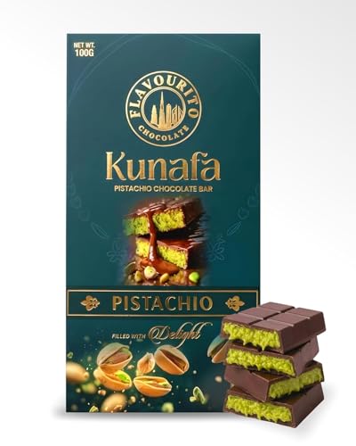 Image of Flavourito Kunafa Pistachio Chocolate Bar 100g, Satisfying, Sharp Snap Of Smooth Milk Chocolate that Gives Way to a Creamy, Rich, and Nutty Pistachio DECADENT FOODS (Pack Of 2)