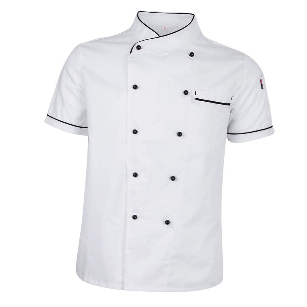 Giacca Da Cuoco Unisex, Uniforme Da Cucina E Hotel, Traspirante, a Maniche Corte, bianca, M