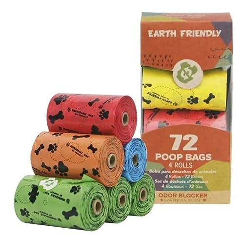 Image of Non-Scented Biodegradable Doggie Poop Bags - 4 Roll Pack - Multicolored, 72 Bags