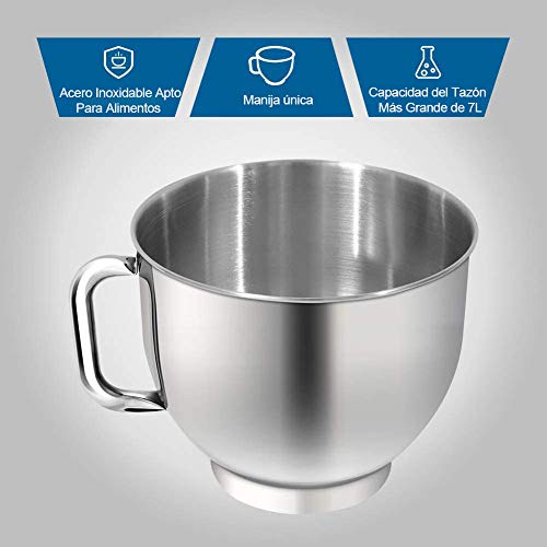 Aucma Knetmaschine, 1400 W, Küchenmaschine, 7 l, für Backwaren, 6 Geschwindigkeitsstufen, automatisch, multifunktional… – Bild 8