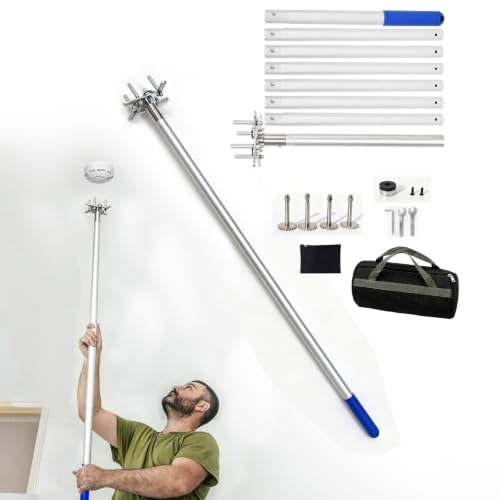 Smoke Detector Changer Tool for Ceiling with 10.5FT Extension Pole and 1 Tool Pack,Smoke Transducer for Convenient Installation Direct Replacement (Extra Large)