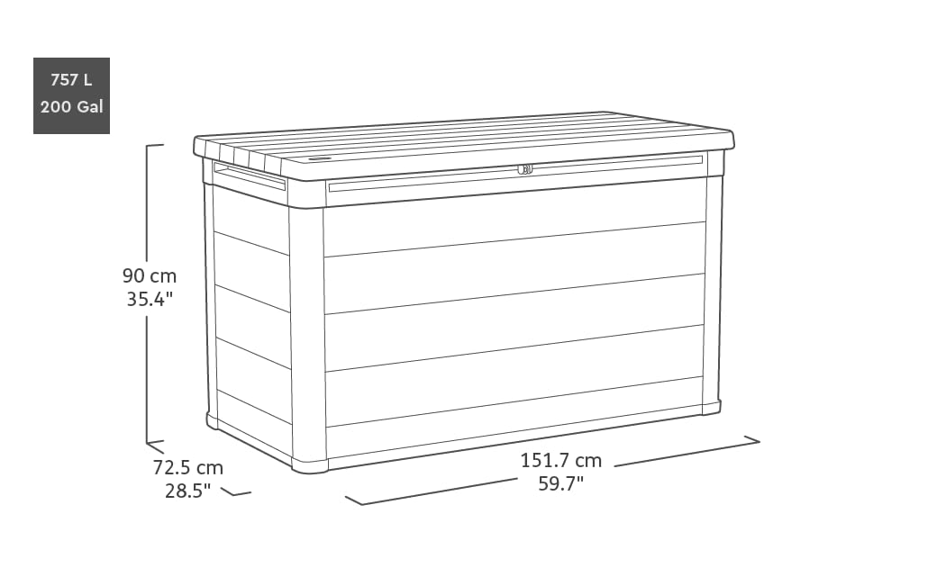 Keter Signature XXL Gartenbox 757L - Wetterbeständige Aufbewahrungsbox mit Gasdruckfedern - Kunststoff in Walnuss-Optik - 151x72x90 cm