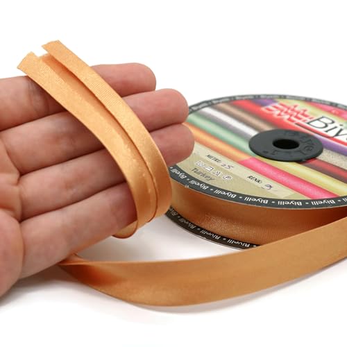 Image of Fold Satin Bias Tape - 99+ Colors - 3 /4 Inches Wide - 27 Yards - Fold Satin Binding Bias Ribbon Fabric Piping Bias Binding Tape for Sewing Clothing DIY (96. Blush Tan) BYS96