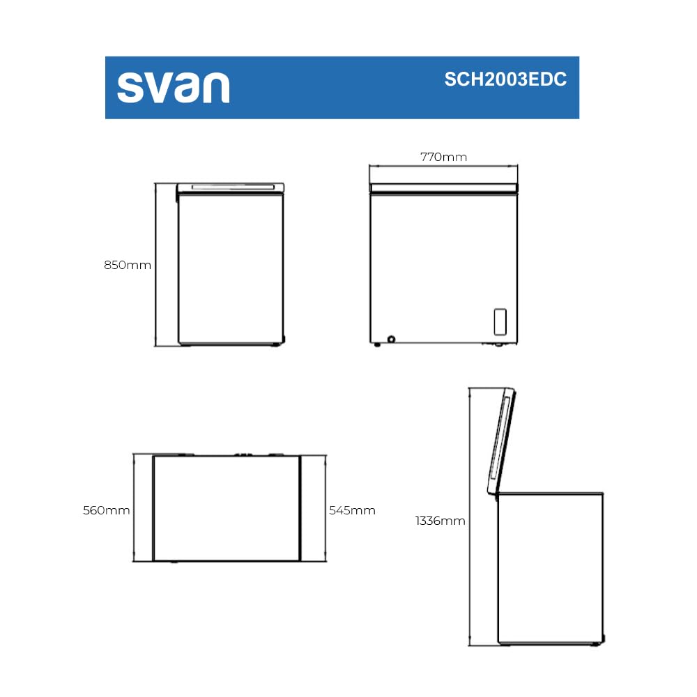 Svan Congelador Horizontal Blanco SCH2003EDC. Capacidad 198 Litros, Dual Cooling, 1 Cesta, Bajo Nivel Sonoro, Eficiencia Energética Clase E