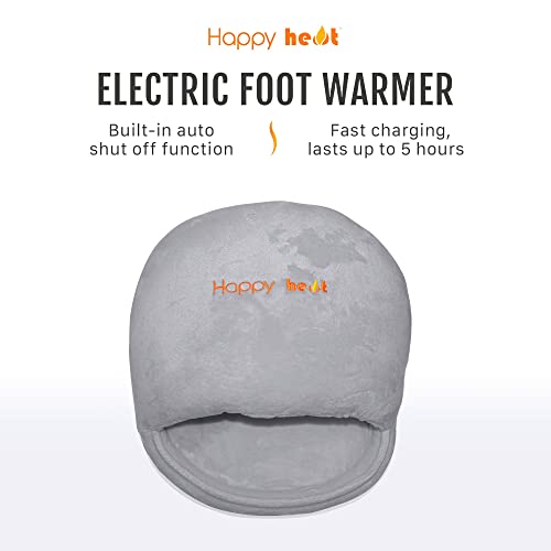 Happy Heat Heated Foot Warmer, Electric Heated Pad To Soothe Feet Pain & Cramps, Heating Therapy, Office Desk And Home Use, Hot Water Non Slip Pad, Cordless, Reusable & Rechargeable - Grey #TOP2
