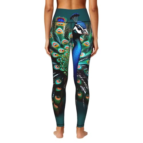 Leggings de gimnasio con bolsillos Yyoretp y estampado de pavo real 4