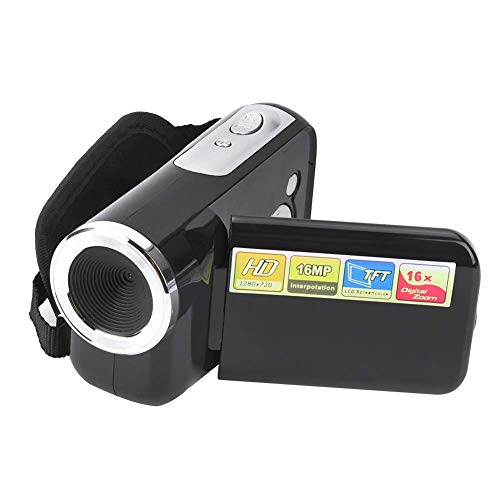 Videocámara Digital, Videocámara con cámara de Video portátil con Pantalla LCD TFT, Cámara de vlogging HD de 16X para niños, cumpleaños, Navidad, (Negro)