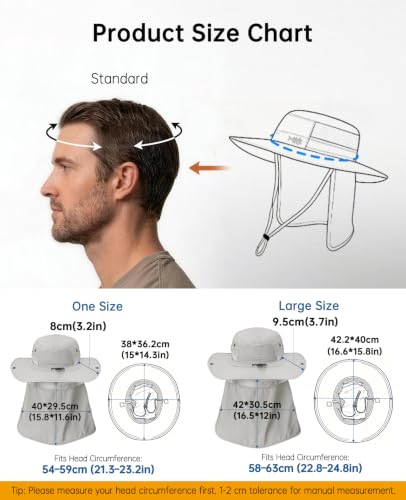Fishing Sun Hats for Men Women, Sun Protection Hat with Neck Flap UPF 50+, Wide Brim, Breathable, Adjustable, Lightweight, Portable, Outdoor - image 6