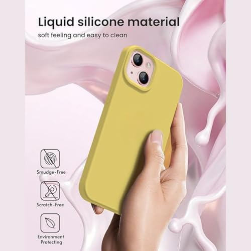 Image of Premium Liquid Silicone Case for iPhone 11 - Slim Full Body Protective Back Cover with Soft Microfiber Lining, Anti-Slip Grip Scratch Resistant Phone Case(Yellow)