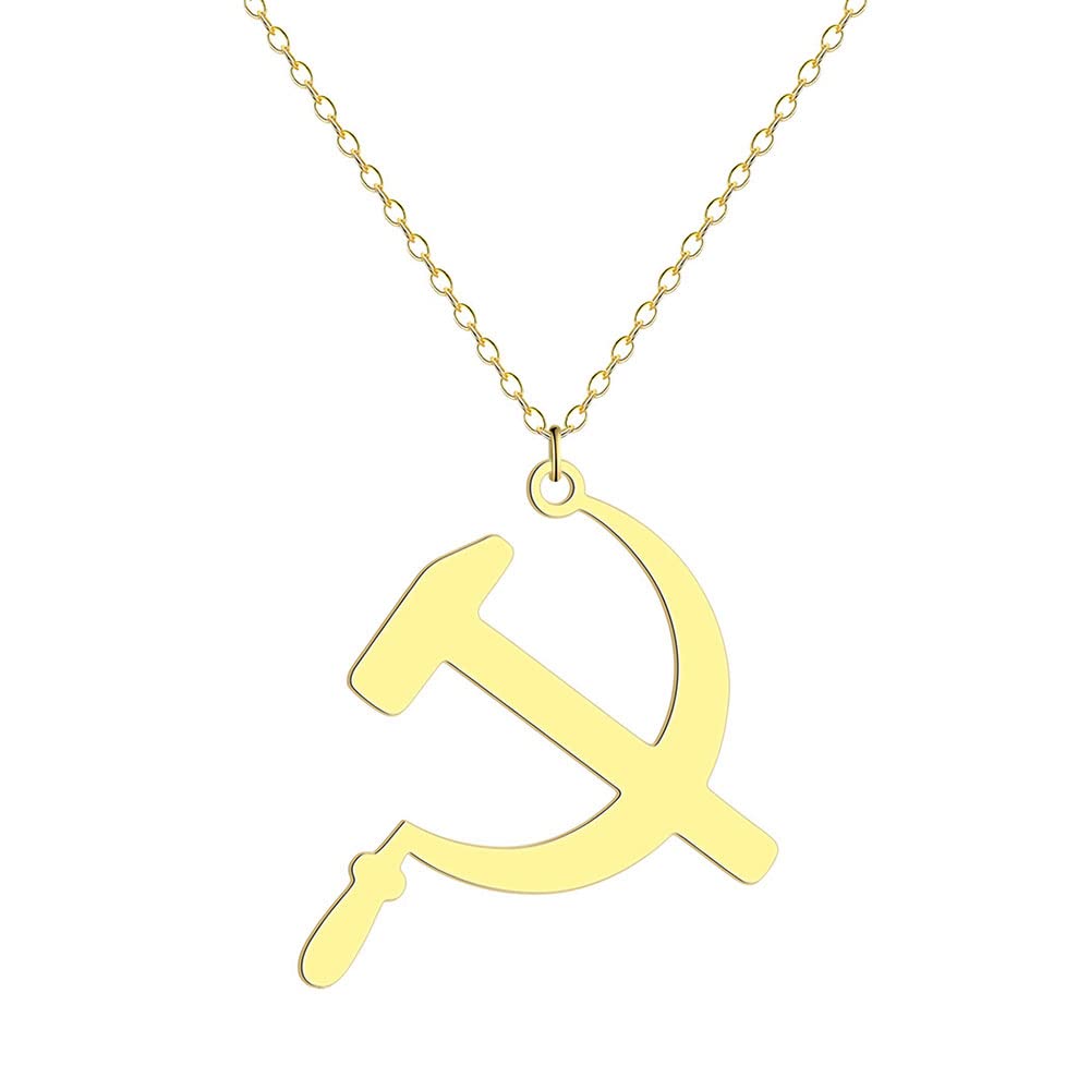 Gsoouas Stainless Steel Hammer and Sickle Pendant Necklace Dragon Phoenix Rising Pendant Necklace Party jewelry Fashion Gift