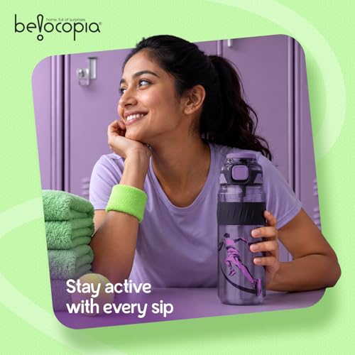 Image of Pulze Sports Sipper Water Bottle 750ml | Purple| BPA-Free, Leakproof Flip Cap with Straw | Time Marker Hydration Bottle | Durable Gym Bottle for Workout, Running & Daily Use