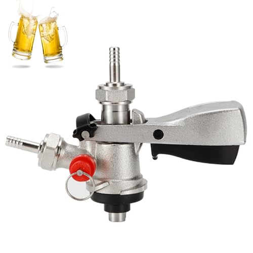 Bierspender, Keg Koppler G5/8 Gewinde S Typ Fassbier Spender Kegverschluss Zapfkopf 304 Edelstahl Korb Keg Zapfkopf mit 6 Armaturen Bierfass Anschluss mit Sicherheitsüberdruckventil Hausbrauanlage