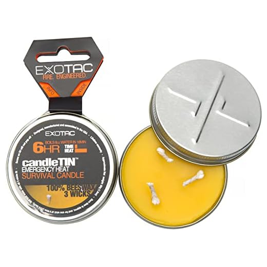 EXOTAC - candleTIN Small Hot Burn Beeswax Wax Candle for Emergency Survival