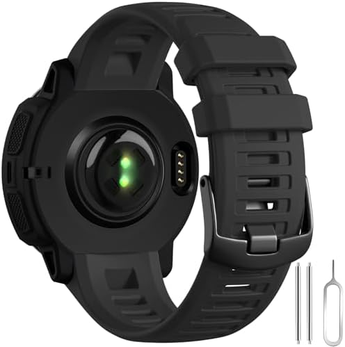 GEAK Compatible with Garmin Instinct Watch Bands Replacement, 22mm Soft Silicone Sport Strap Compatible with Garmin Instinct Band/Instinct 2 Watch Band/Solar/Tactical Smartwatch-Black Watch Band