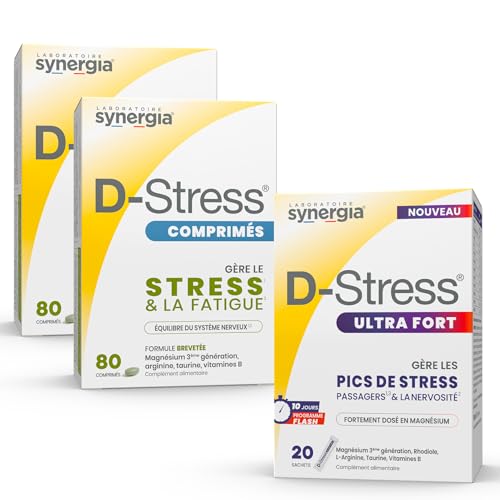 Pack Nerviosismo | 1 D-Stress ULTRA FORT 20 bolsas + 2 D-Stress comprimidos | Gestión de picos de estrés y nerviosismo | Laboratorio Synergia