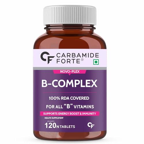 Carbamide Forte Vitamin B-Complex Tablets - 100% RDA for B Vitamins with B1, B2, B3, B5, B6, B9 & Vitamin B12 | Vitamin B Complex Supplements for Women & Men - 120 Vegetarian Tablets