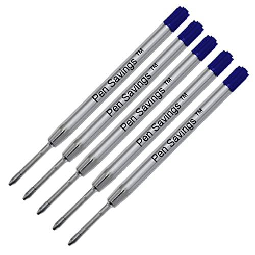 Recharge stylo bille compatible Parker bleu foncé | Pointe moyenne en lot de 5