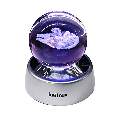 3D Laser Etched Crystal Ball(50mm) Puzzle with LED Base (Millennium Falcon)