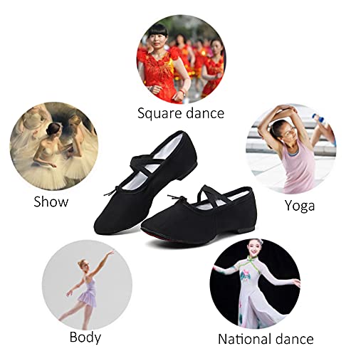 Swdzm T-WZJCT-M-BLACK-PG-38 Women'S Latin Dance Shoes Close Toe Canvas Ballroom Tango Yoga Teaching Practice Dancing Shoes,Black,Us 7 thumb #4