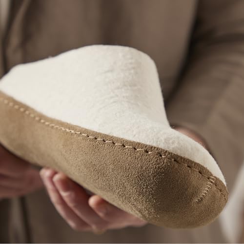 Image of Glerups 100% quality wool mix Slipper with leather sole - Unisex Slip-on