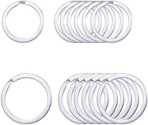 Fun-mall Keyring Rings Key Ring Rustproof, Dog Tag Ring Flat Key Rings Rings Split Keyrings for Home Car Keys Attachment,12 pcs